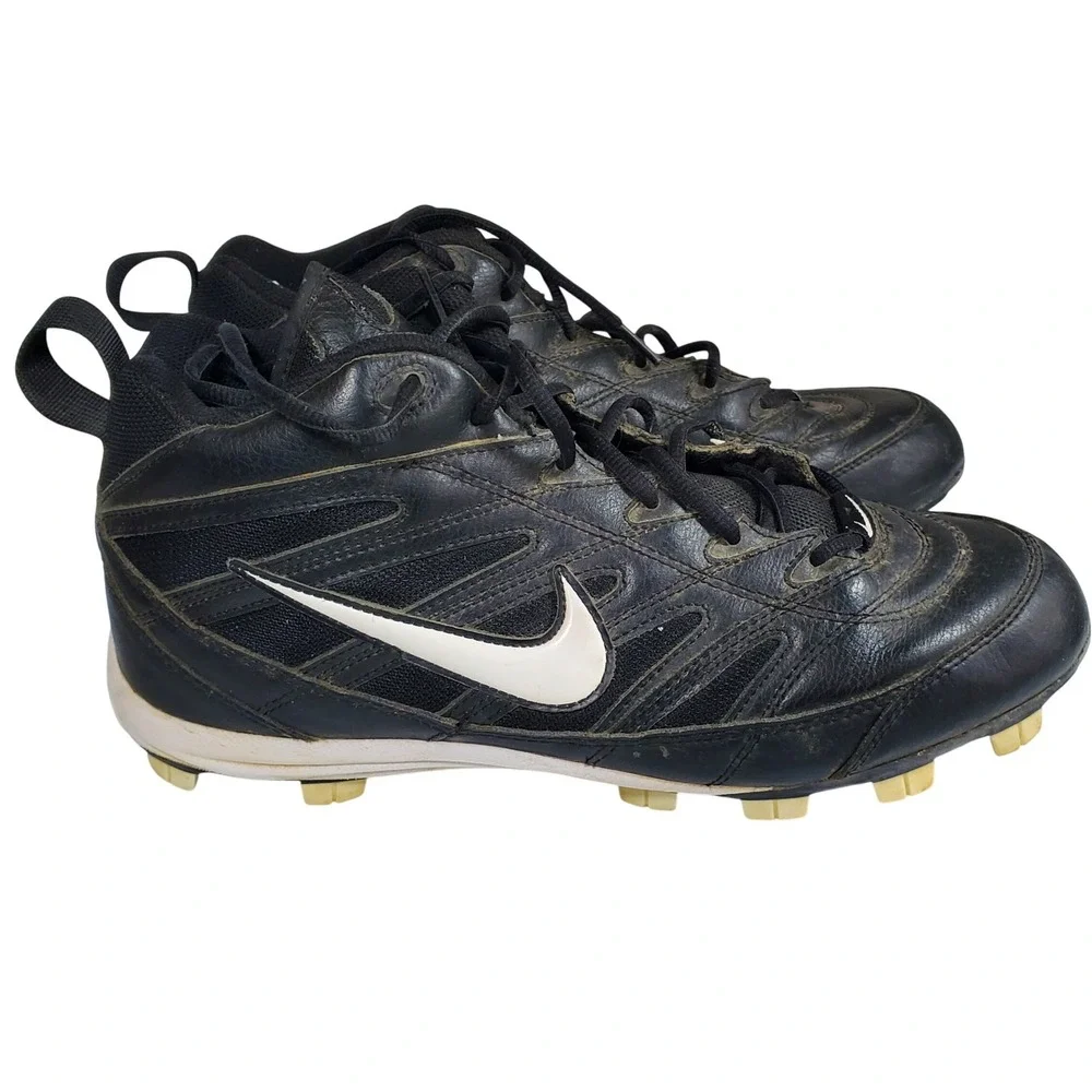 Nike Air Baseball Cleats Mens 11.5 Black White Vintage 2000 115136-011